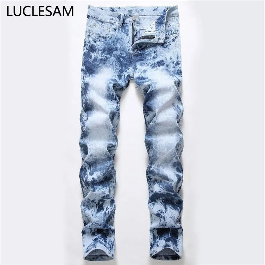 Jeans da uomo con stampa tie-dye Designer di marca Pantaloni in denim elasticizzato maschile Pantaloni Brand New Biker Los Hombres Jeans dritti Hombre292E