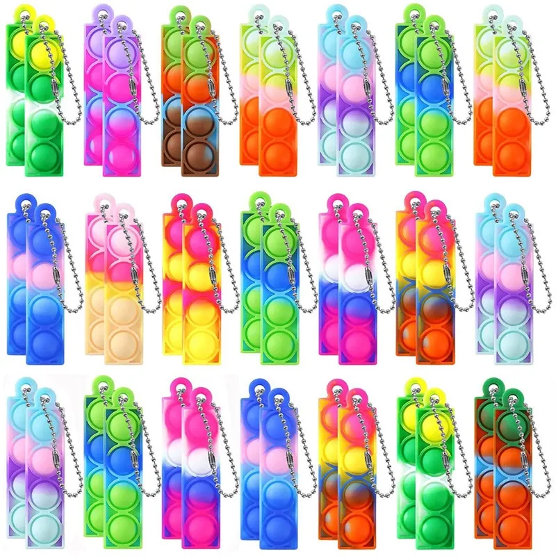 Pop Bubble Fidget Toy Keychain Squeeze Stress Relief Sensory Hand Toy Pequenos Prêmios para Crianças Sala de Aula Aniversário