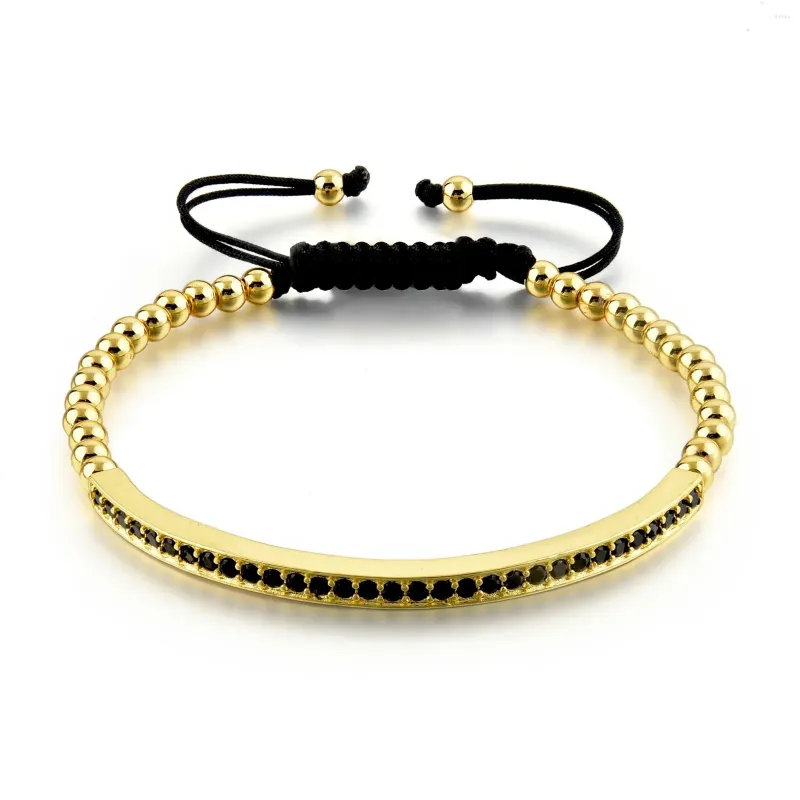 Bracelets de charme Noir CZ Pierres Cuivre Perles Bar 4mm Laiton Macramé Bracelet Femmes 2023 Mode Cubique Zircone Cristal Bijoux À La Main Cadeau