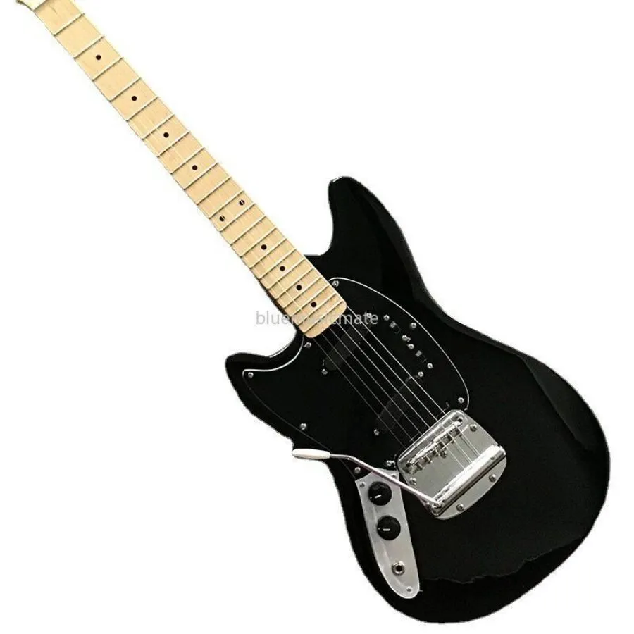 Vänsterhänt svarta elektriska gitarrer Chrome Hårdvara Maple Fingerboard Fast Ship