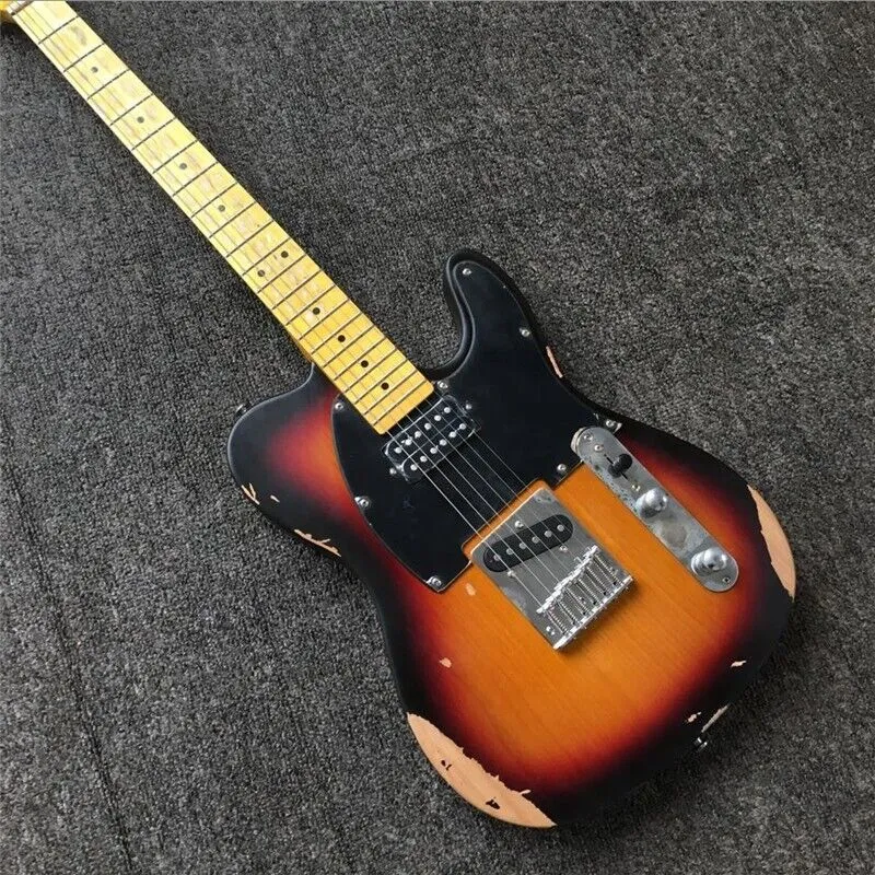 Guitare électrique lourde de haute qualité de style vintage Relic fabriquée à la main TL en Sunburst