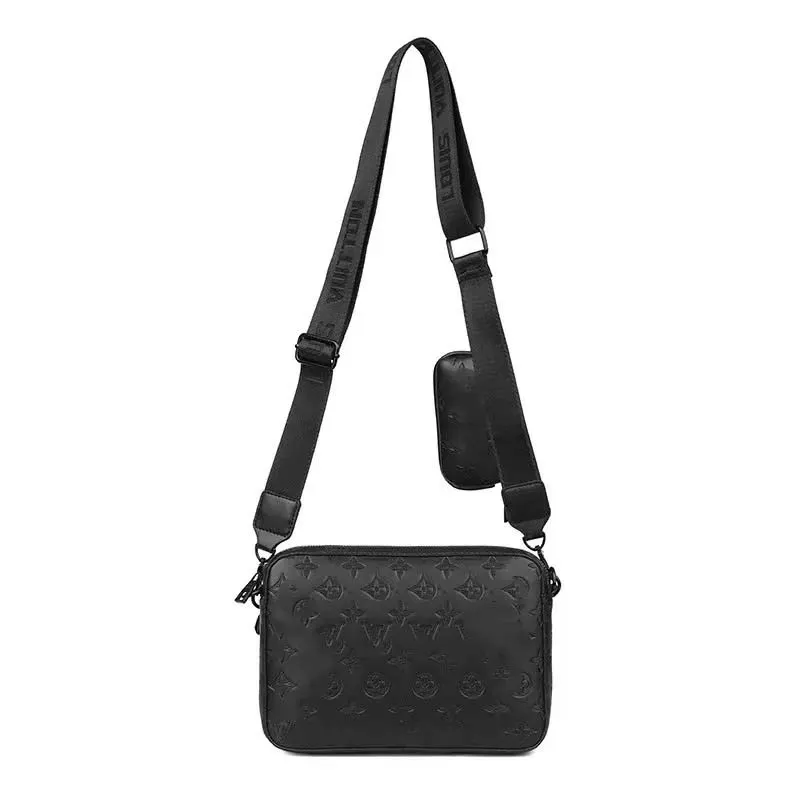 Designer Mens Classic Black/White Embossed PU Triple Piece