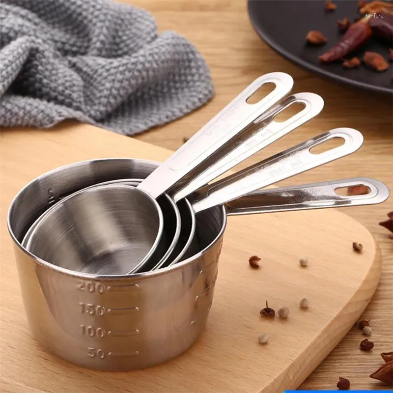 Measuring Tools 4Pcs/Set Stainless Steel Spoons Creative Coffee Milk Powder Cup With Scale Kitchen Pastry Baking