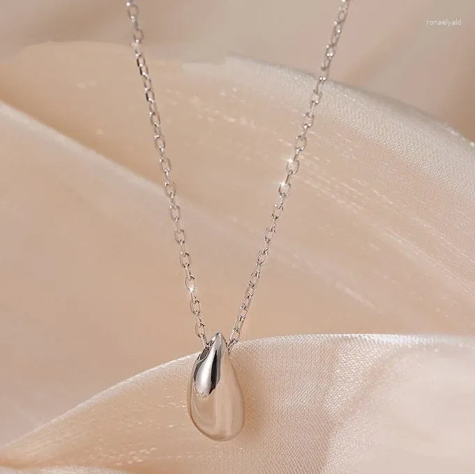 Correntes Vivilady 925 prata 16 tipos geométrico superfície lisa gota de água colares para moda mulheres jóias finas acessórios minimalistas