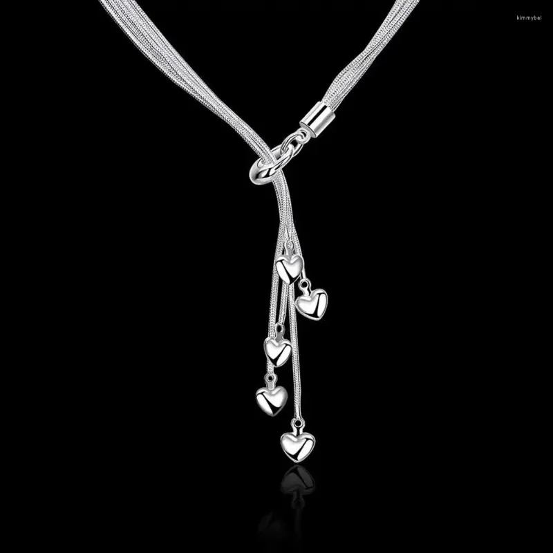 Ketten 925 Sterling Silber Halskette für Frauen Edlen Schmuck Wild Charm Fünf Herz Mode Hochzeit Party Weihnachtsgeschenke