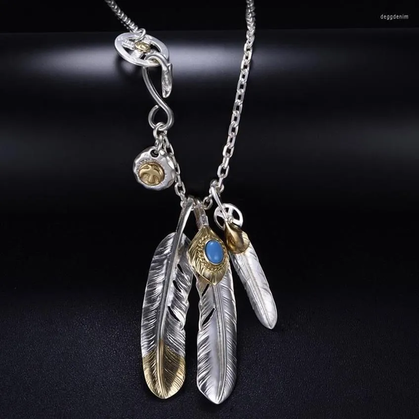 Pendant Necklaces QN Taijiao Chain Set Takahashi Goro Style Feather Necklace Women's Men's Sweater Pendants For Jewelry Ma199a