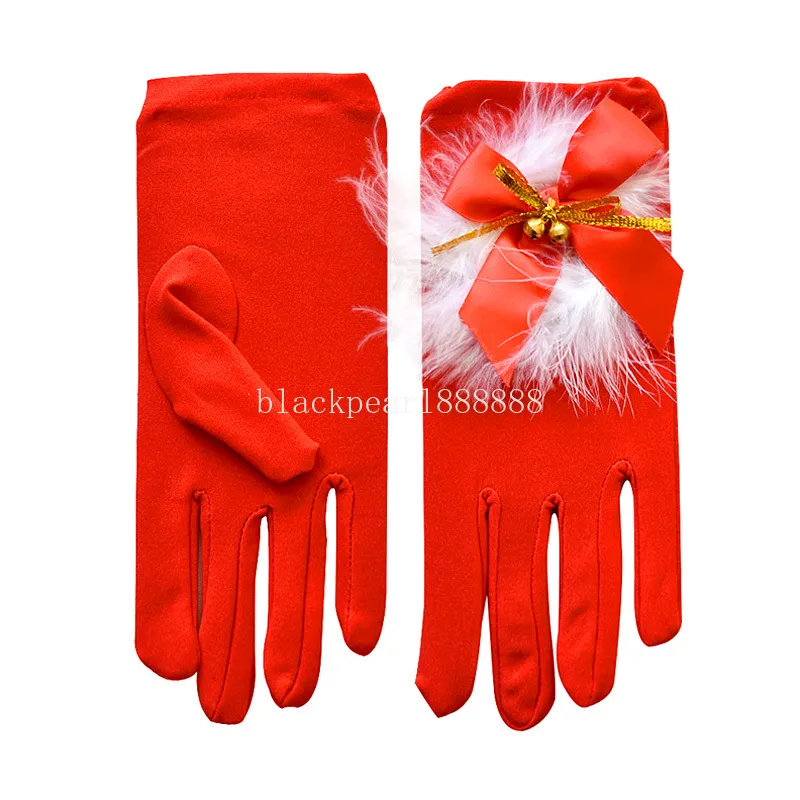 Santa Claus Festive Gloves White Fur Fancy Dress Party Short Red Santa Gloves Fancy Dress Christmas Costume Accessories