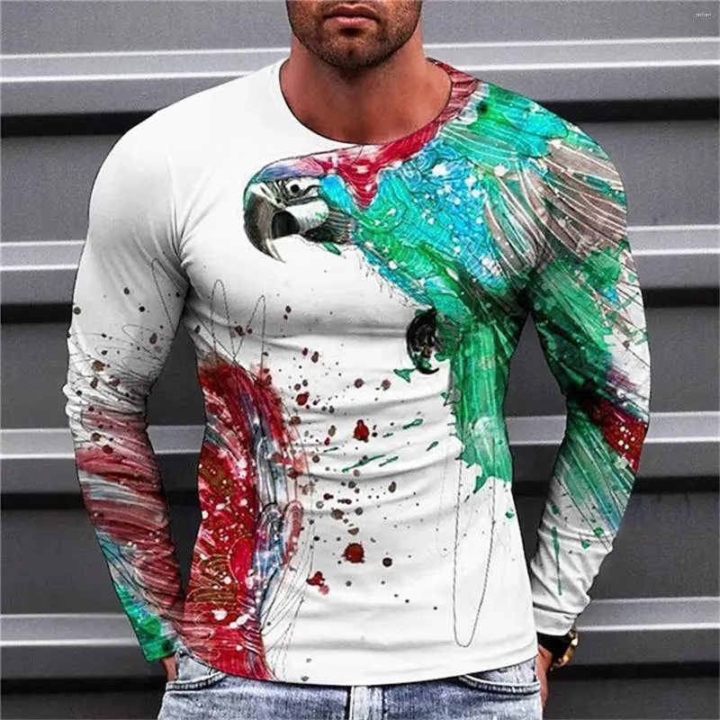 Men's T Shirts Shirt Tee Animal Bird Scorpion Graphic Prints Crew Neck Blue Purple Orange Green 3D Print Long Sleeve Clothing