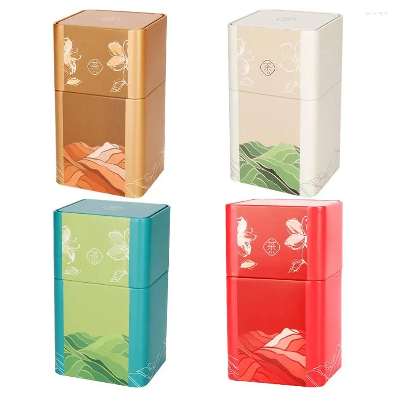 Bouteilles de stockage 4 pièces boîte rectangulaire en métal avec couvercles boîtes en fer blanc thé récipient cadeau vide pour bonbons friandises faveurs