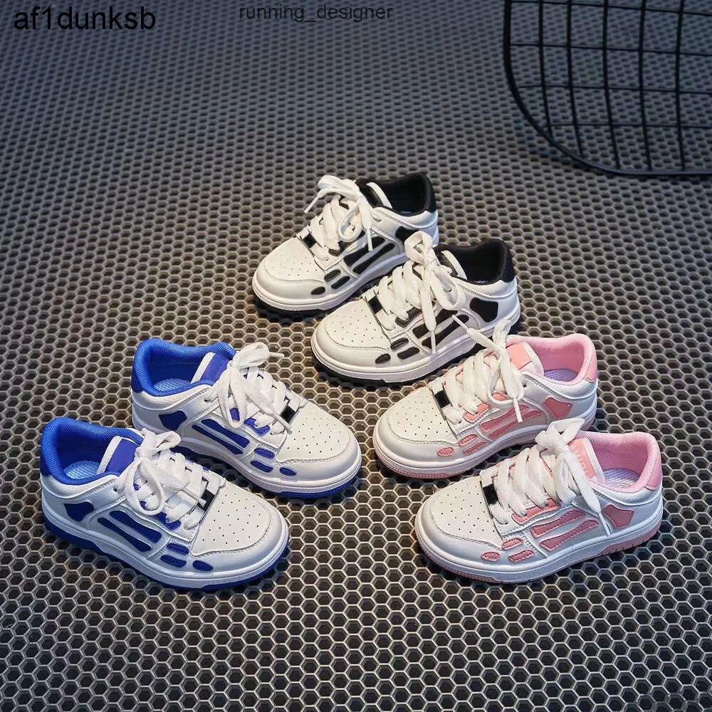 Chaussures de fille AM Blue Ami Salut Amirlies Luxe Amiiri Enfants Imiri Bones Designer Cuir Garçon Skel Baskets Top Squelette Bas Noir Chaussures Rose Hommes Femmes Sports de Plein AirTr K006