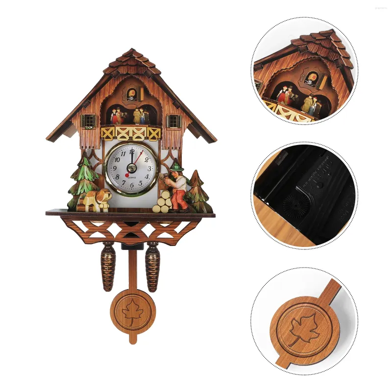 Horloges murales enfants coucou horloge oiseau antique pendule en bois Kuku décor ornement