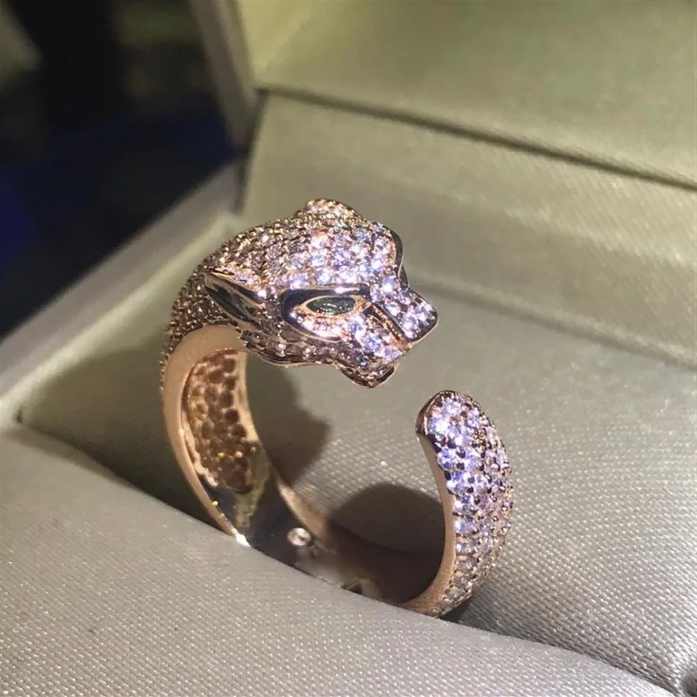 panthere serie anillo vintage retro Piedras joyería 18K chapado en oro reproducciones oficiales moda avanzada diamantes exquisito regalo h281u