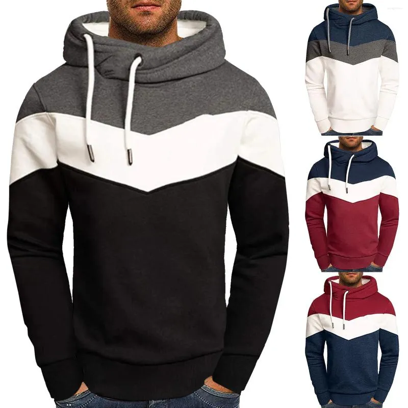 Men's Hoodies Bride Sweatshirts For Men Autumn And Winter Coat Tops Irregular Color Matching Sweater Top Long Sleeved Casual