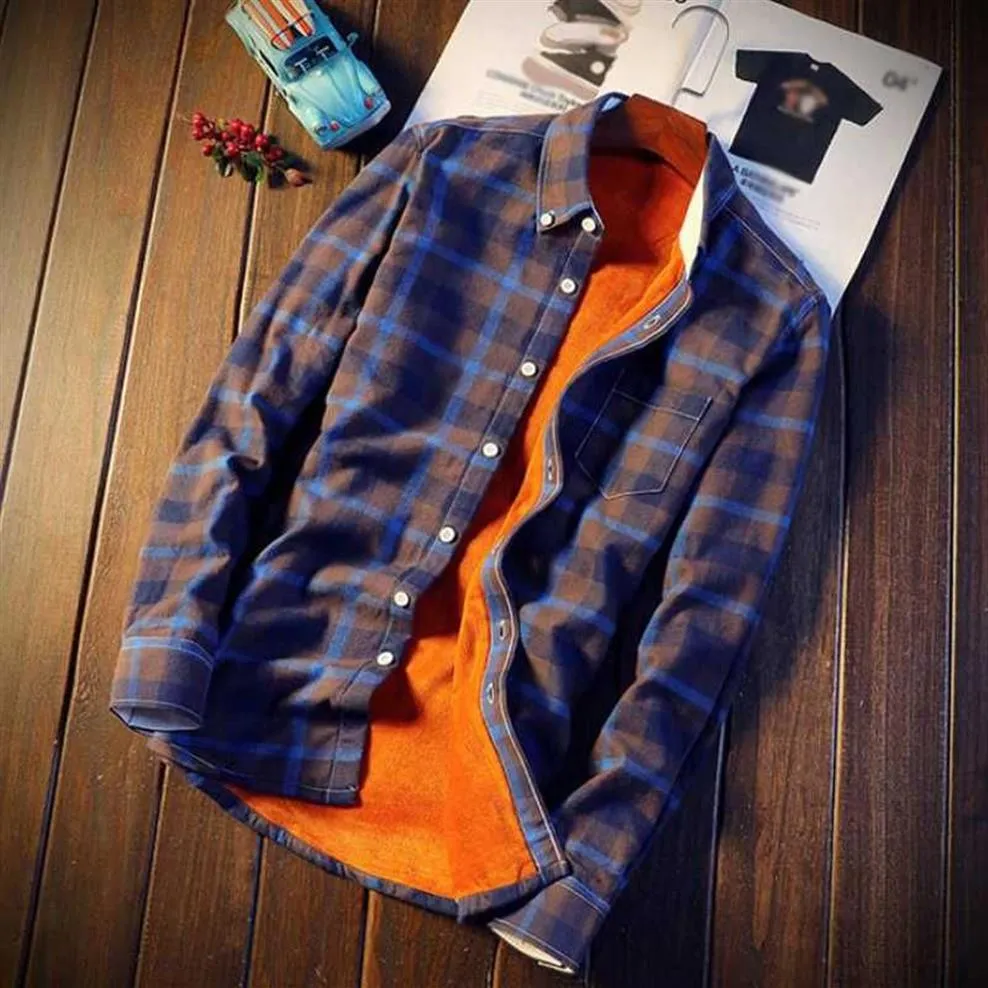 Camisa de talla grande para hombre, camisas de franela a cuadros, informal para hombre, otoño, invierno, primavera, Camisa de manga larga de algodón grueso y cálido, Camisa 5XL Ma234a