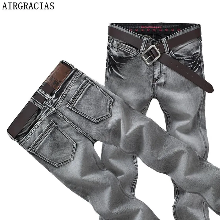 AIRGRACIAS Hommes Jeans Classique Rétro Nostalgie Droit Denim Jeans Hommes Grande Taille 28-38 Hommes Pantalons Longs Pantalon Marque Biker Jean CX210x