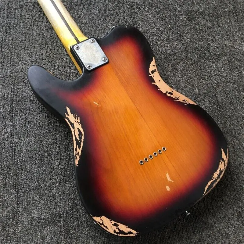 Guitare électrique lourde de haute qualité de style vintage Relic fabriquée à la main TL en Sunburst