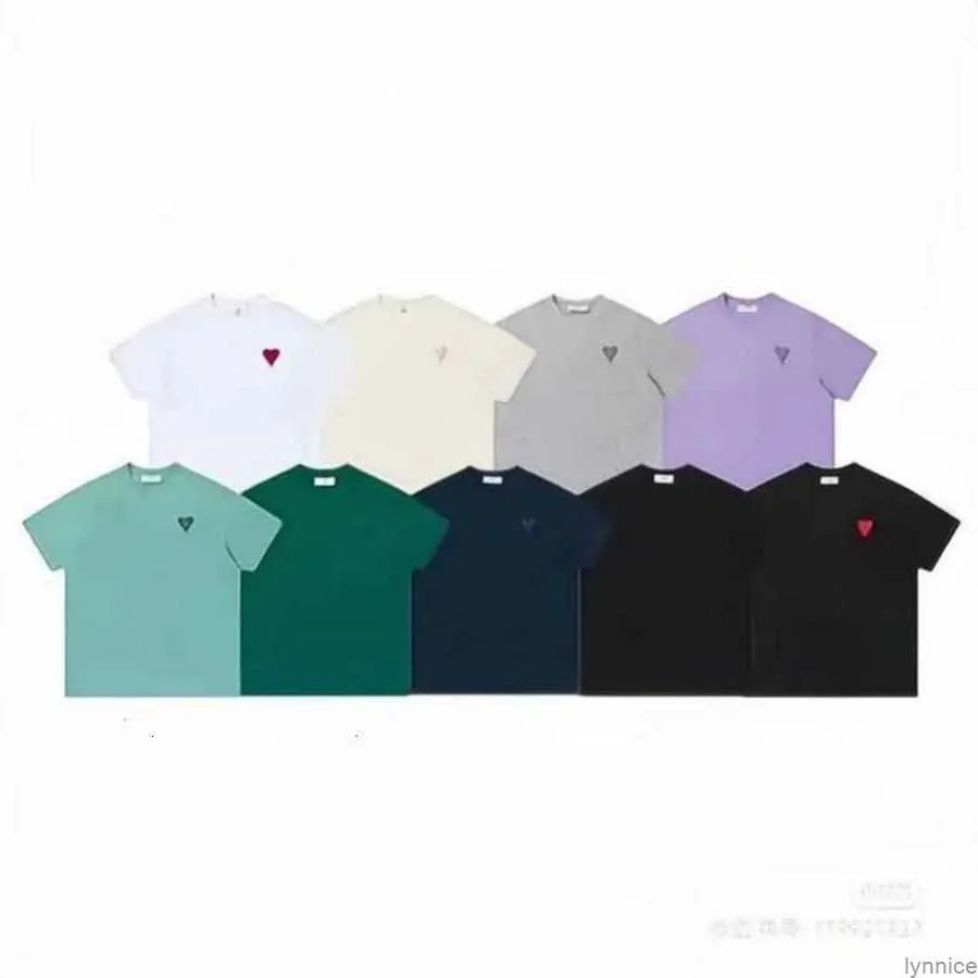 Amisweater France Designers am i 2023ss Spring Classic Heart Solid Color Big Love Round Neck Short Sleeve T-shirt Tshirts for Men and Fhxb