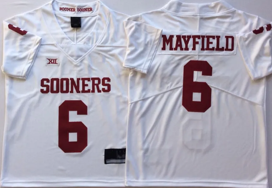 Oklahoma Sooners Football Jerseys 1 MURRAY 2 LAMB 6 MAYFIELD 28 PETERSON 32 PERINE 44 BOSWORTH NCAA College Football Jersey