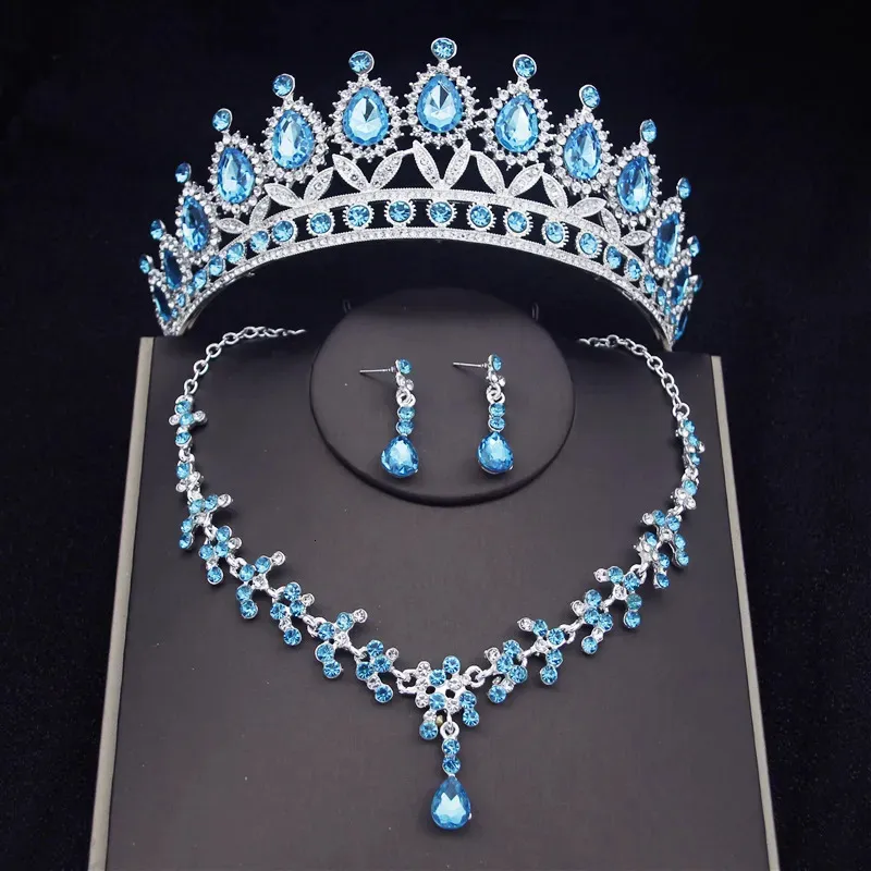 Conjuntos de jóias de casamento moda noiva tiara coroa brinco conjunto colar para festa de aniversário feminino acessórios de jóias 231013