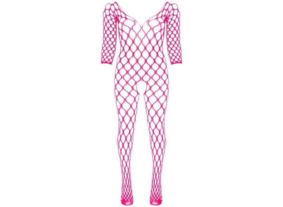 Women V Neck Długie rękaw bez korpusu Crotting Stustocking Elasty Fishnet Bodysuit Mesh bielizna nocna odzież śpiąca 5564028