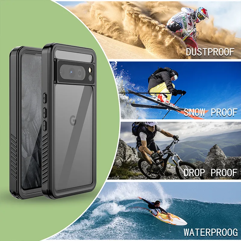 3 in 1 Transparent Waterproof Phone Case for Google Pixel 8 8 Pro 7 7A 7Pro 6A Redmi Note11 11S 11Pro 12 12Pro 5G Outdoor Sports Lanyard Full Protective Clear Armor Shell