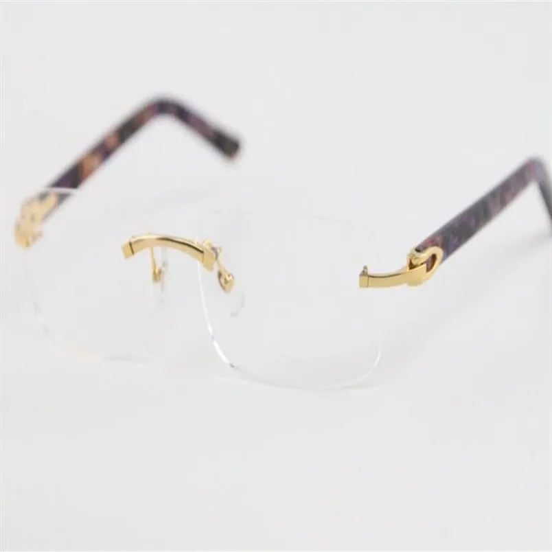 Rimless Glasses Fashion New Business Design Men Solglasögon Ramar Eyewear Accessories Gold Silver Clear Lens 8200757 Purple Plan236H