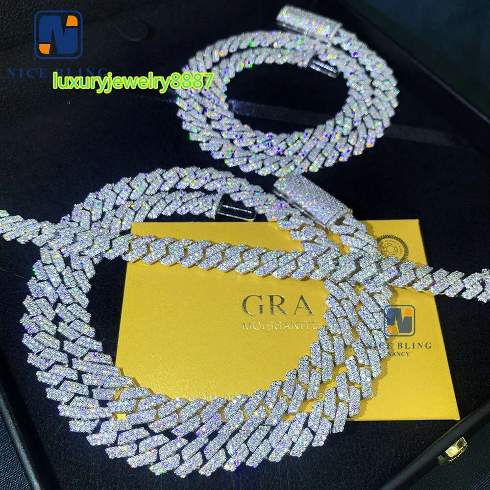 Collar de hip hop de 8mm y 10mm, estilo de moda s925 vvs, joyería con diamantes de moissanita, cadena de eslabones cubanos de diamante moissanita