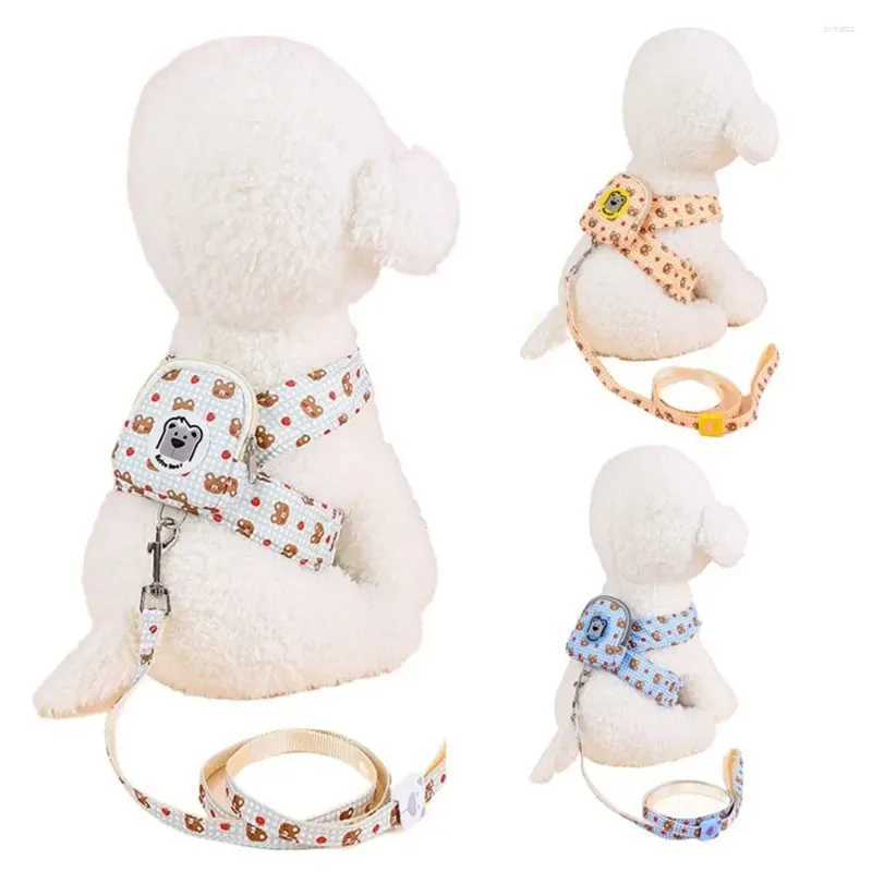 Dog Apparel Pet Cat Chest Strap Leash Cute And Back Walking The Out Teddy Fighting Bago Clothes Small Harness