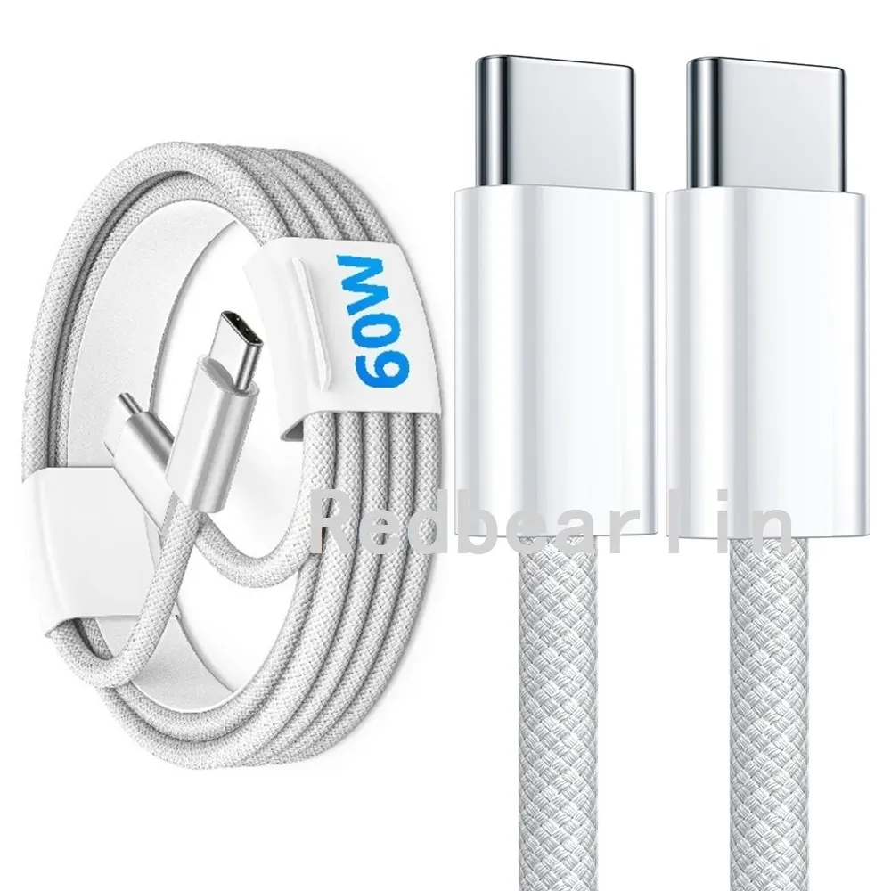 1m 2m 3m 60W kumaş naylon 3A Tip C-C Tip C Kablosu USB C-C C-C Kablolar Samsung S20 S22 S23 Xiaomi Huawe Telefon