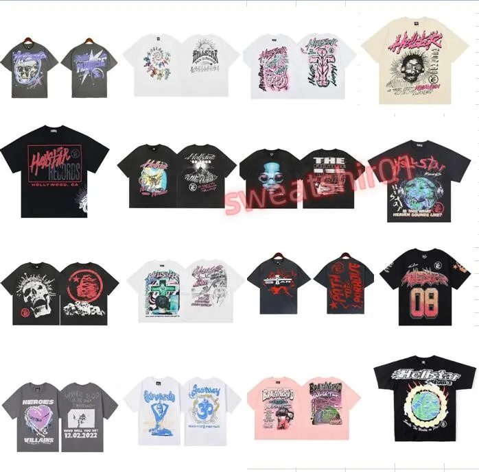 Hellstar T-shirt Rappe Hommes Femmes Tshirt Rappeur Wash Gris Heavy Craft Unisexe À Manches Courtes Top High Street Mode Rétro Hell T-shirt Femme Designers Tees Taille S-xl hg4