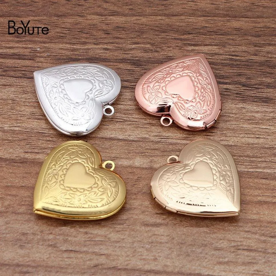 BoYuTe 10 Pieces Lot 28MM Metal Brass Heart Shaped Floating Locket Charms Pendant Factory Direct Po Locket215z