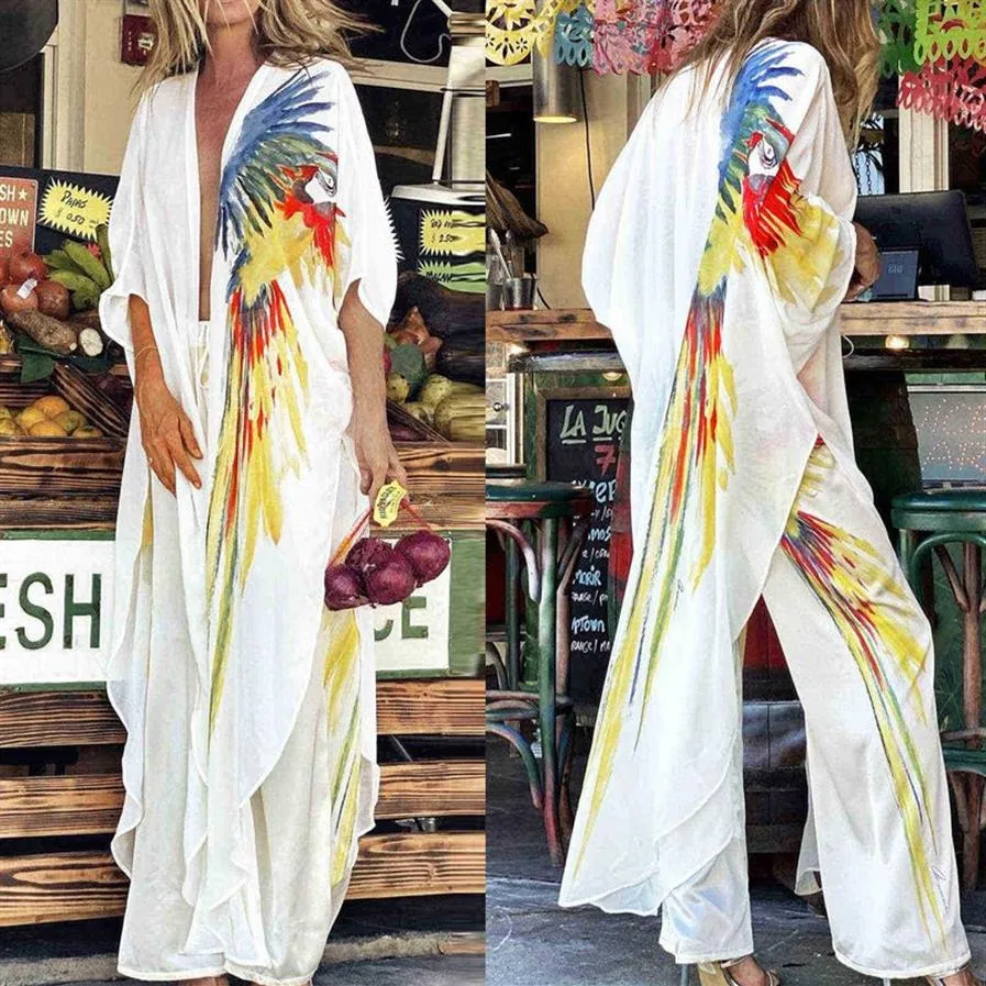 Casual Dresses Chiffon Bikini Long Cover-ups Women Kaftan Beachwear Swimsuit Bikini Cover Bathing Suit Summer Beach Coverups Cardi226M