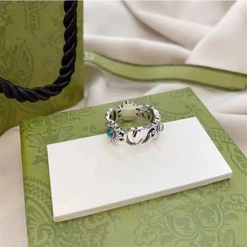 Nieuwe hoogwaardige sieraden 925 zilveren G letter damesring uitgeholde Daisy fashion ring verjaardagscadeau192p