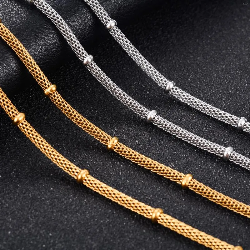 Chains 4mm Wide Hollow Out Stainless Steel Bead Mesh Necklace Chain On Neck Collarbone For Women Men Choker Jewelry Accessories As Gift