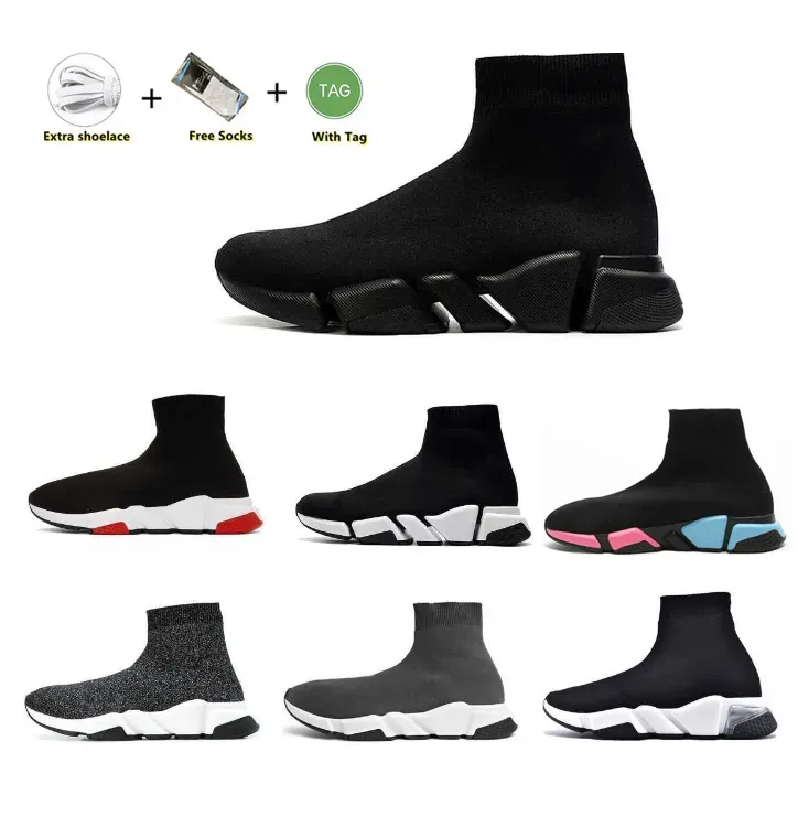 Chaussures décontractées 2023 Speeds Chaussures Plate-forme Sneaker Hommes Femmes Tripler Paris Chaussettes Bottes Tout Noir Blanc Bleu Lumière Sliver Marron Ruby Graffiti Vintage Beige Rose luxe