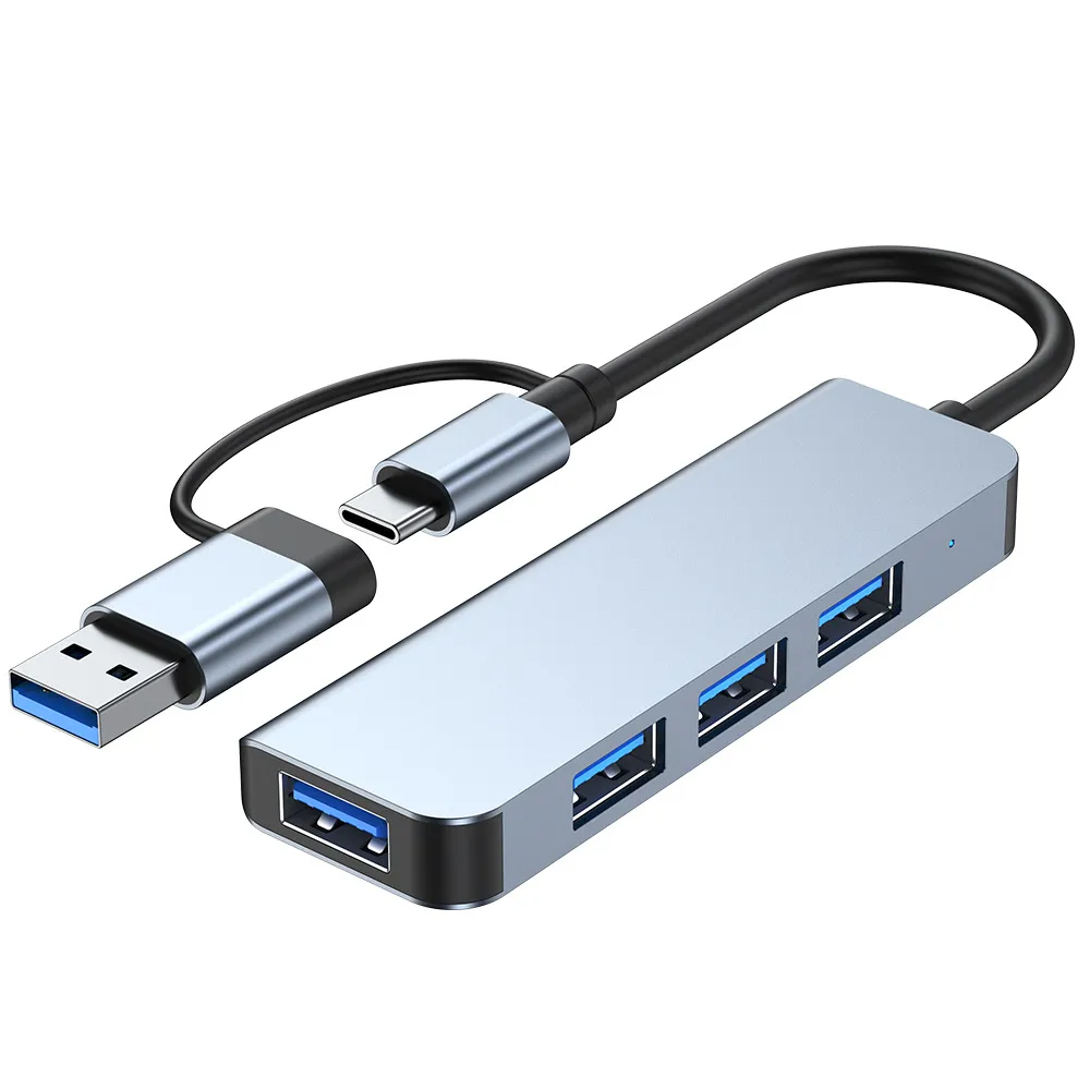 Концентратор USB-C/A 2 в 1, 4 порта, 5 В/3 А, разветвитель USB C, адаптер USB C — USB для ноутбука, ПК, MacBook, Chromebook и других устройств USB типа C