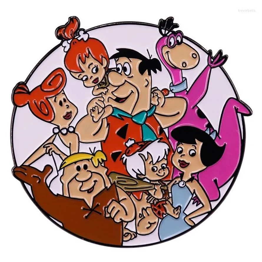 Broszki The Flintstones pin kreskówkowe kreskówki emaliowane szpilki metalowa broszka odznaka mody biżuteria biżuteria