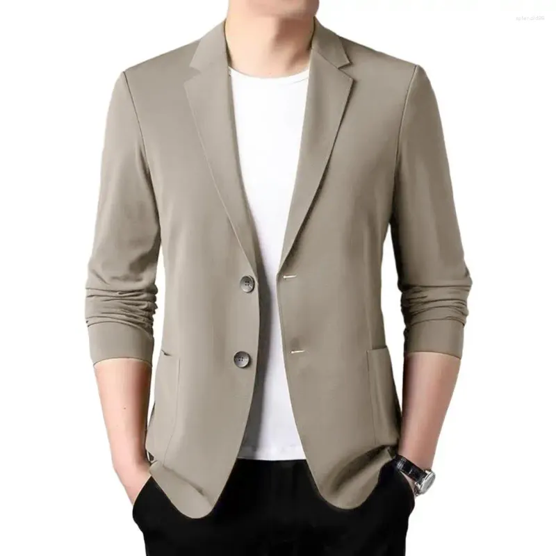 Mens Lightweight Suit Coat With Lapel And Double Button Closure