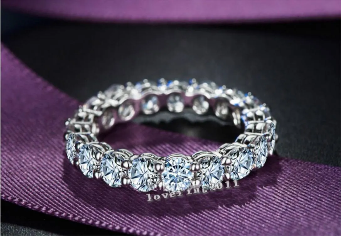 Vecalon Prong ensemble femmes bijoux 925 bague en argent sterling 2 carats diamant simulé Cz fiançailles bagues de mariage pour femmes3815637