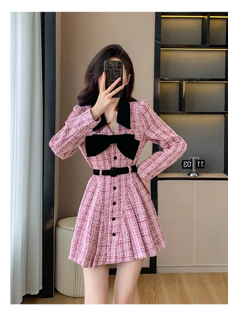 slim fit dress slacks Cafe Date Tweed Fit And Flare Mini Dress  VICI