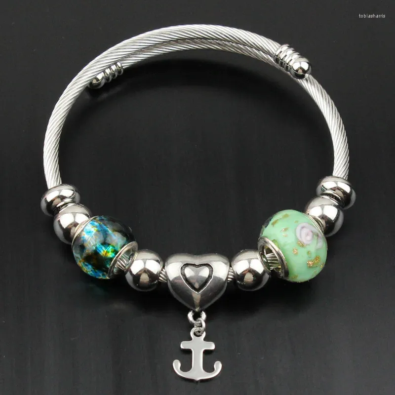 Bracciale intarsio in vetro colorato da donna braccialetti braccialetti classici in stile etnico anchor a ciondolo commemorative regalo gioielli a mano