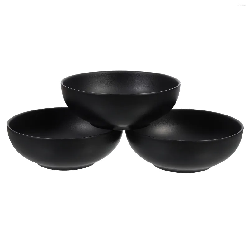 Juegos de vajilla 3 piezas Tazón pequeño esmerilado negro Tazones de sopa de plástico Salsa de restaurante Servicio de arroz para el hogar Mini melamina Cocina Chafing