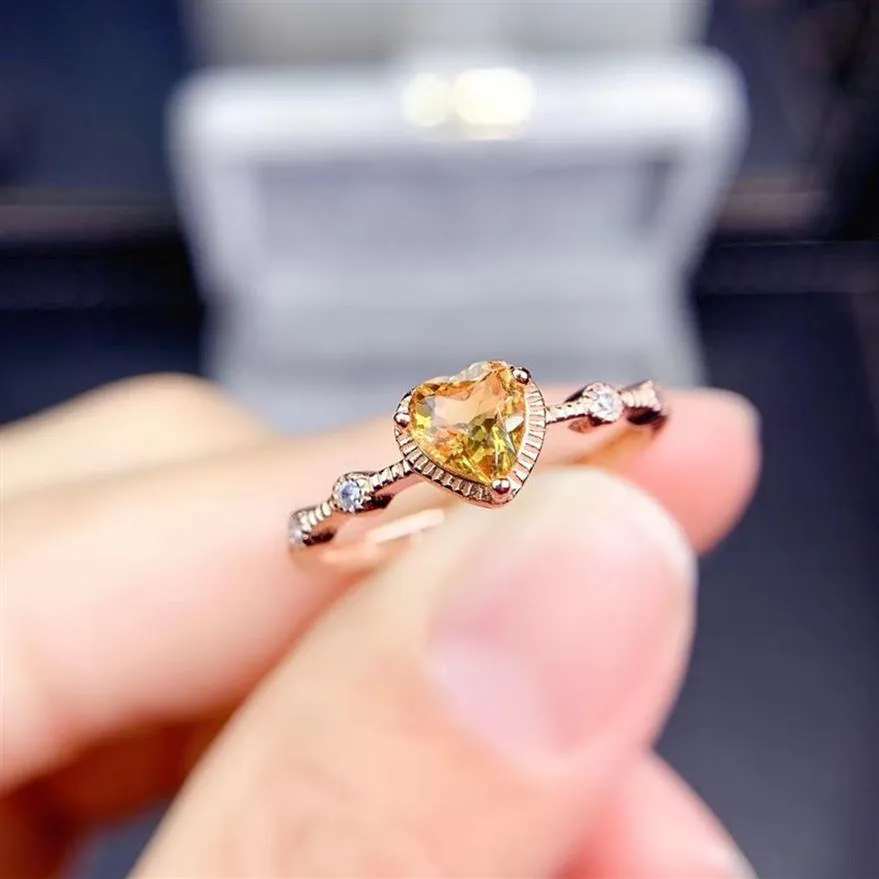 Fine bijoux S925 STERLING Silver Natural Citrine Girl Ring Support Test Style chinois ING301N