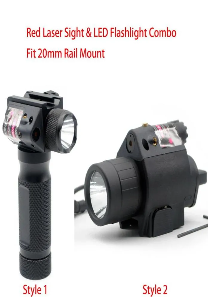 Tactical Red Laser Sight LED Flash Light Combo ficklampa Fit 20 mm Picatinny Rail Mount 7983
