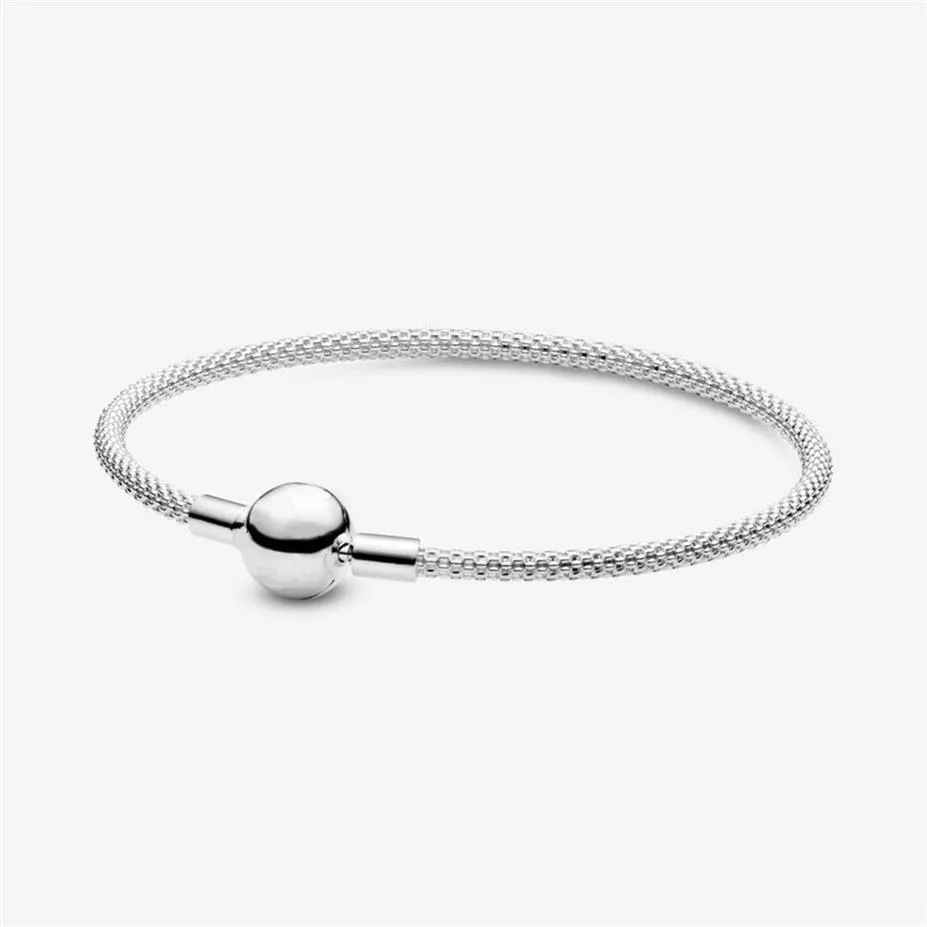 100% 925 Momentos de plata esterlina Pulsera de malla Ajuste auténtico europeo Cuelga el encanto Moda Mujer Joyería de compromiso de boda Access242P