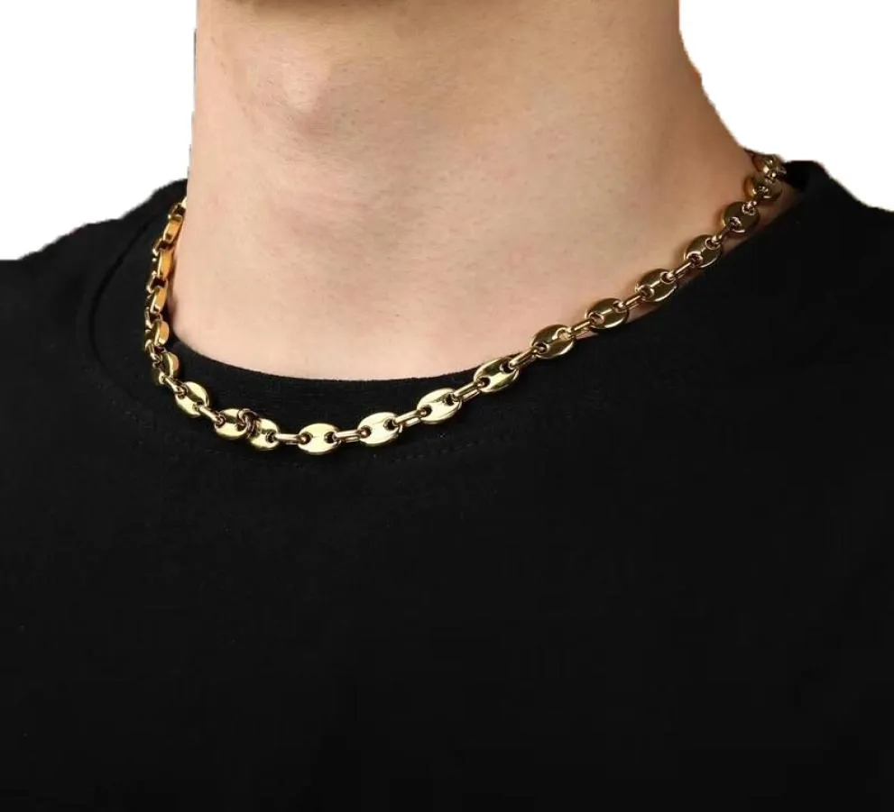 18 22 pouces 8mm collier de chaîne à maillons cubains pour hommes designer de luxe collier hip hop en acier inoxydable chaînes en or argent necklac2517046