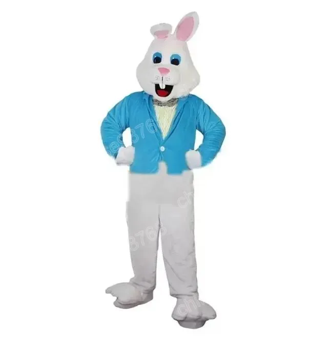 Performance Weißes Kaninchen-Maskottchen-Kostüm, hochwertiges Halloween-Partykleid, Cartoon-Charakter-Outfit, Anzug, Karneval, Unisex-Outfit