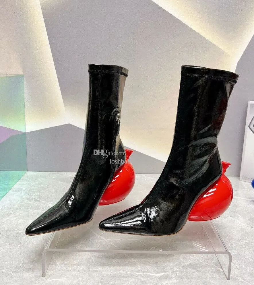 Women's High Quality Designer Dress Shoes Fashion Pointed Leather Balloon  Decorated High Heels 8.5cm Show Party Engagement Holiday Banquet Naked  Boots ...