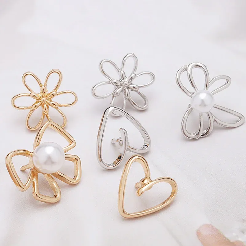 Mini Brooch Pins Butterfly Flower Pearl Neckline Brooches Shirt Collar Lapel Pin Buckle Fixed Invisible Brooch Accessories