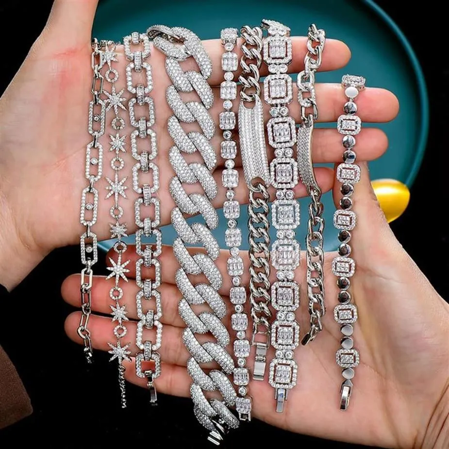 Bracelet de luxe à maillons épais pour femmes, mariage, cristal cubique cubique, CZ, bijoux de fête de Dubaï, 2022Bangle BangleBangle2028
